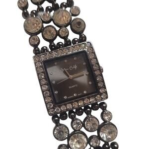 Jessica Carlyle vintage rhinestone pebbled bracelet watch
